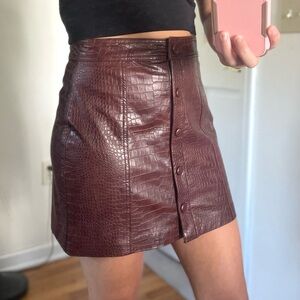 *5/$20 or 3/$15* Maroon Snakeskin Leather Mini Skirt